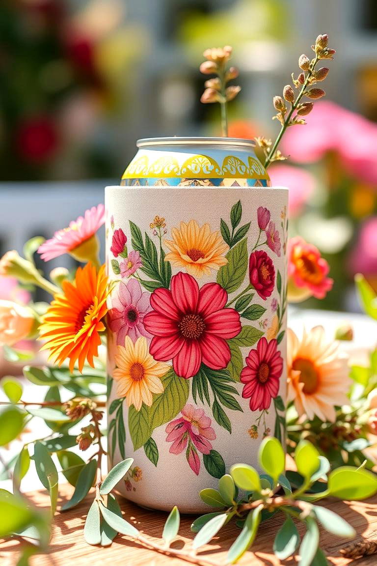 Seasonal Floral Koozies - 24 Wedding Koozie Ideas