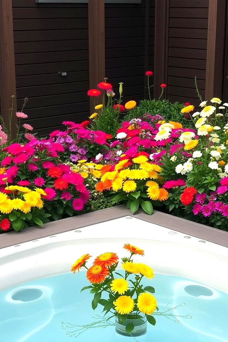Seasonal Flower Beds - 24 Hot Tub Landscaping Ideas