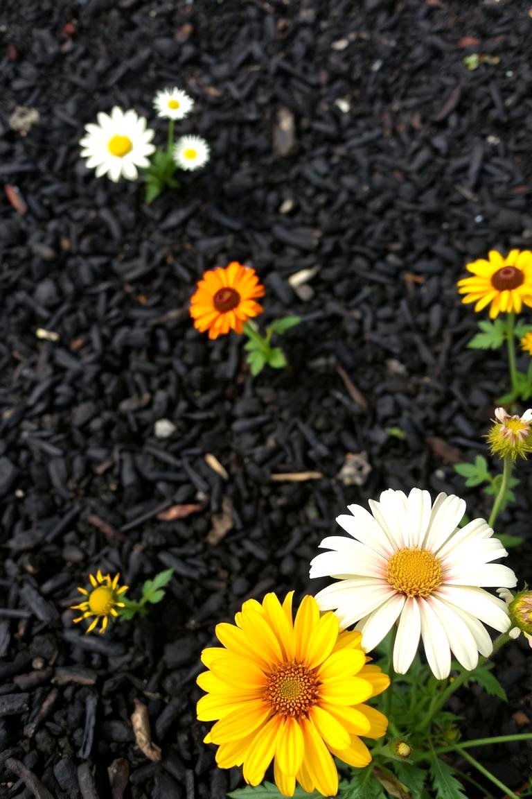Seasonal Flower Highlights - 24 Black Mulch Landscaping Ideas