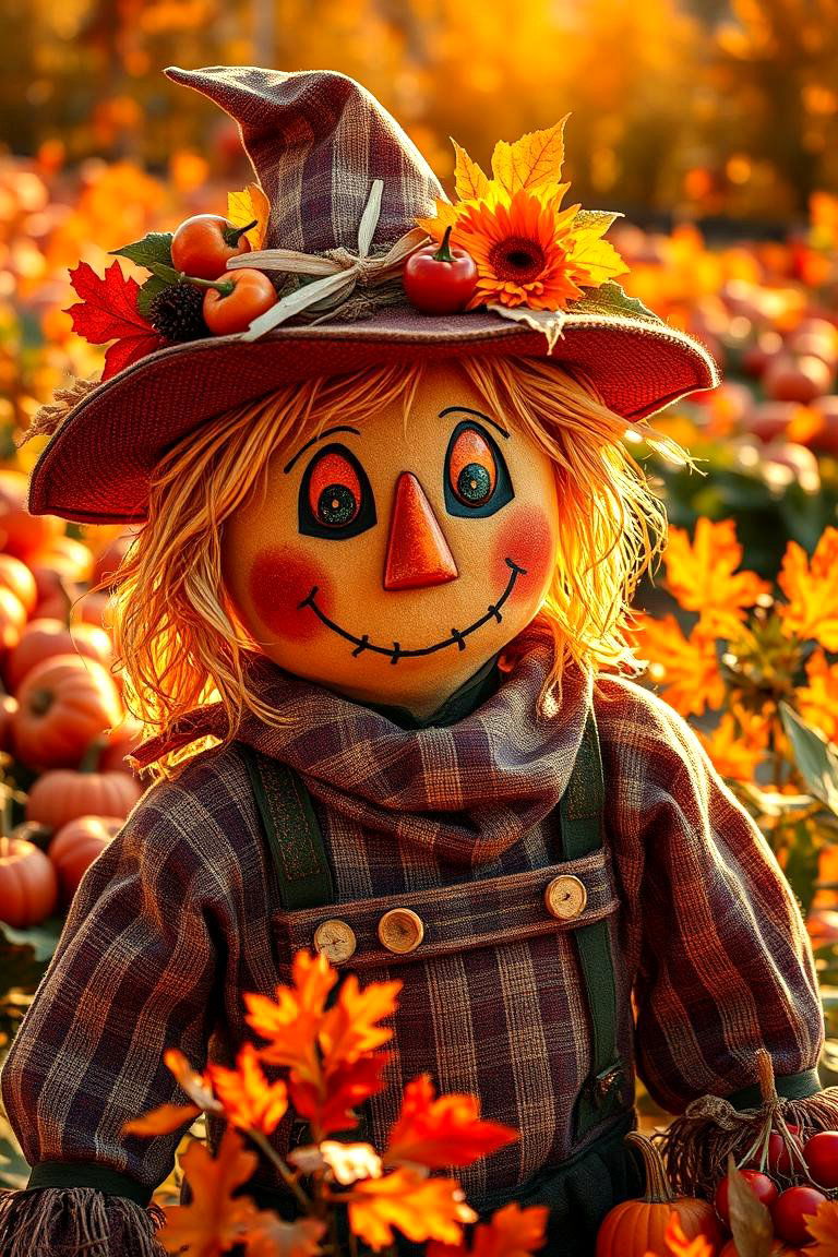 Seasonal Harvest Scarecrow - 24 Garden Scarecrow Ideas