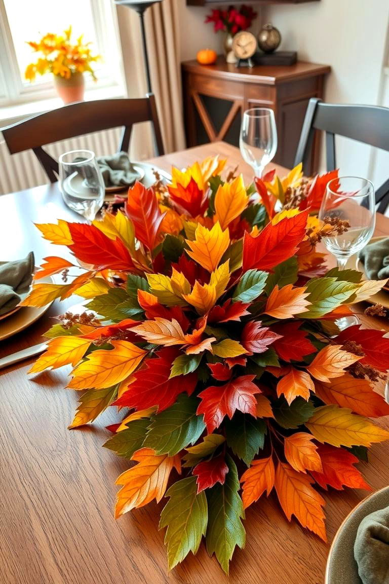Seasonal Leaf Decor - 24 Dining Room Table Decor Ideas