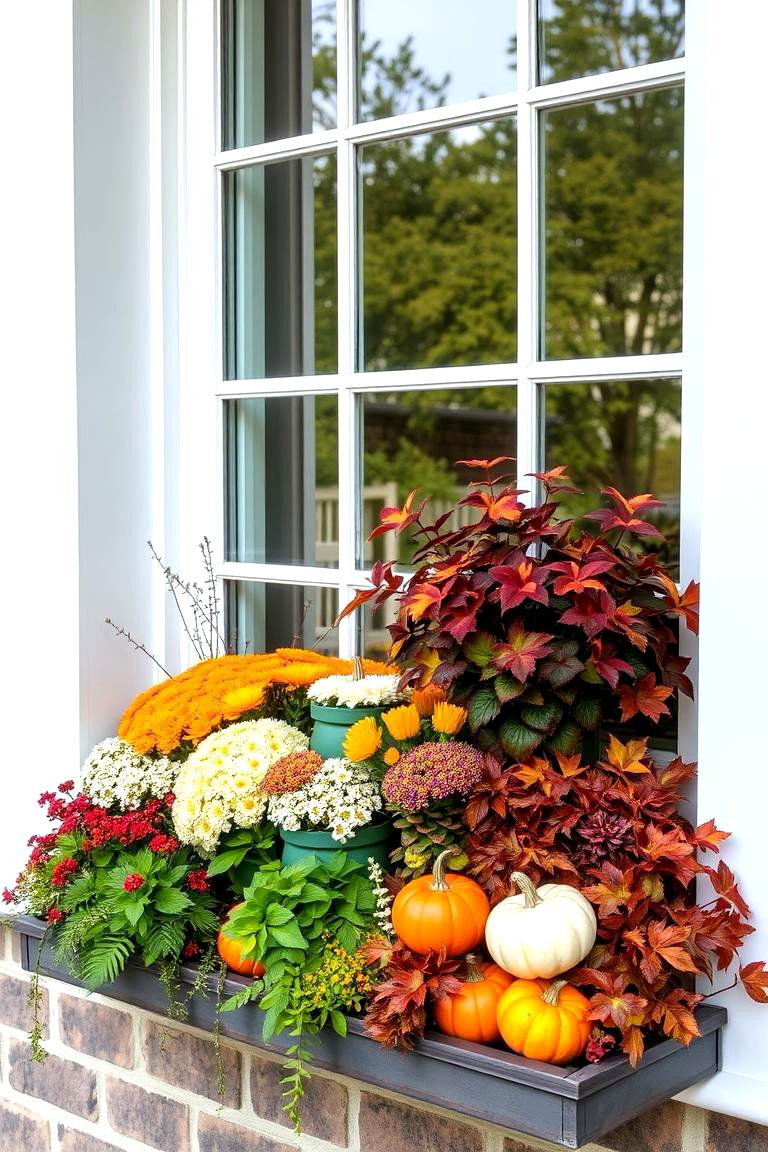Seasonal Window Boxes - 24 Front Door Fall Decor Ideas