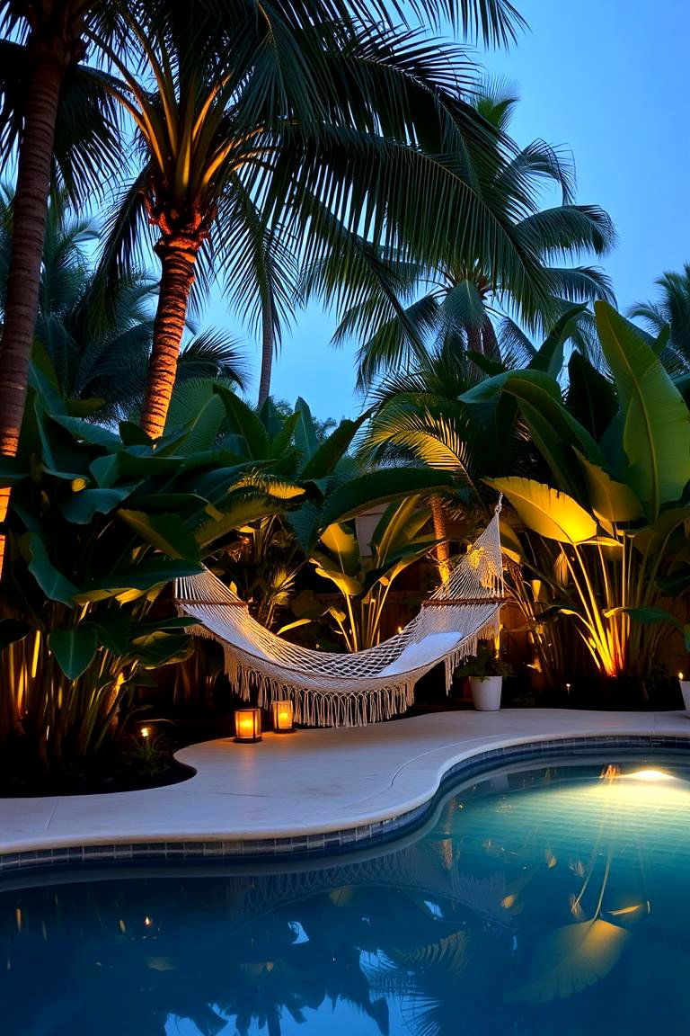 Secluded Hammock Hideaway - 24 Tropical Pool Landscaping Ideas