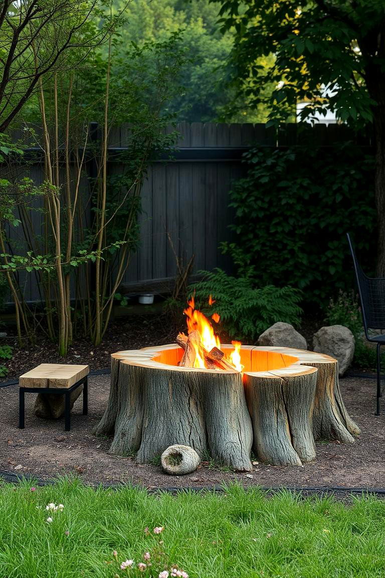 Secluded Rustic Retreat - 24 Tree Stump Fire Pit Ideas