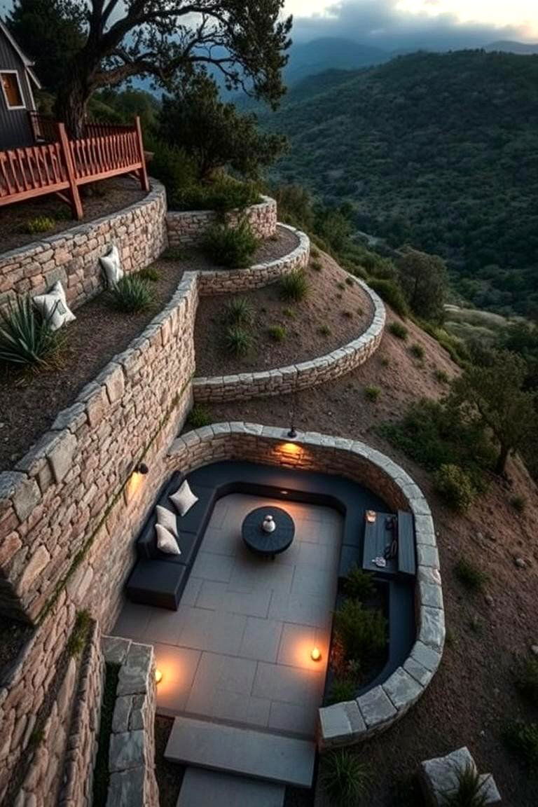 Secluded Seating Retreat - 24 Hillside Terraced Garden Ideas