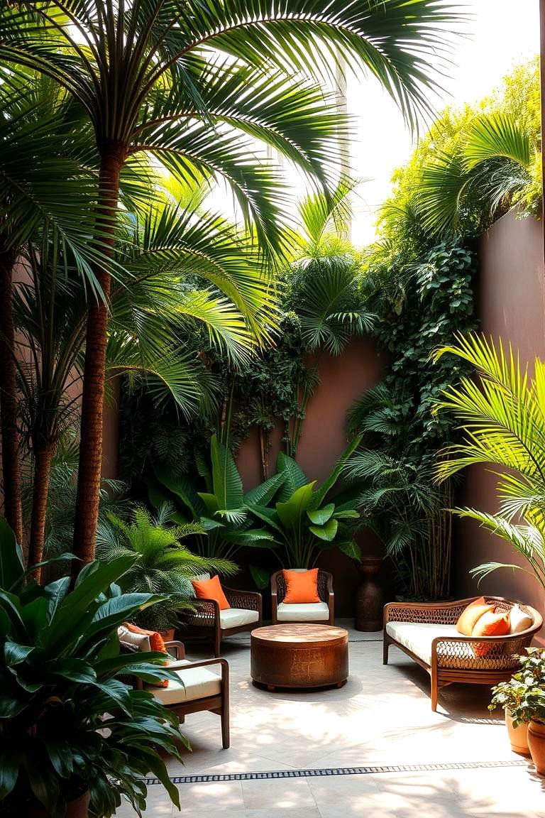 Secluded Tropical Courtyard - 24 Tropical Backyard Ideas
