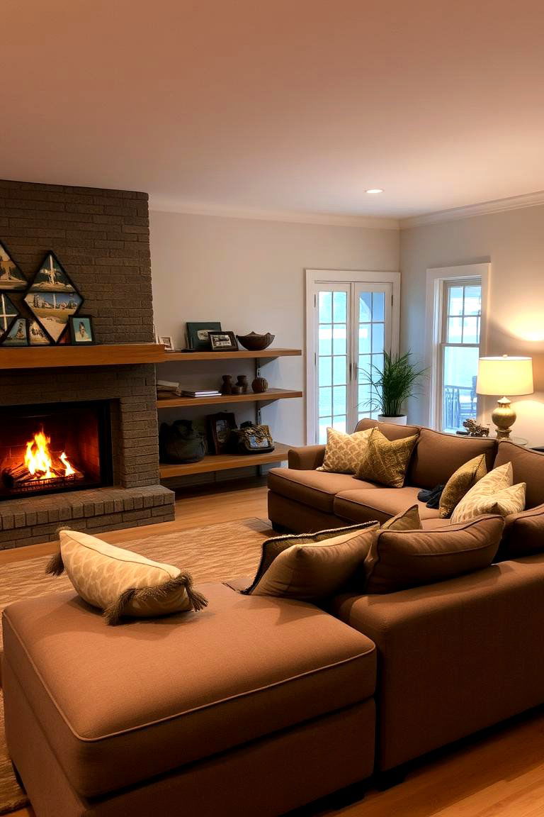 Sectional Sofa with a Fireplace View - 24 Fireplace Seating Ideas