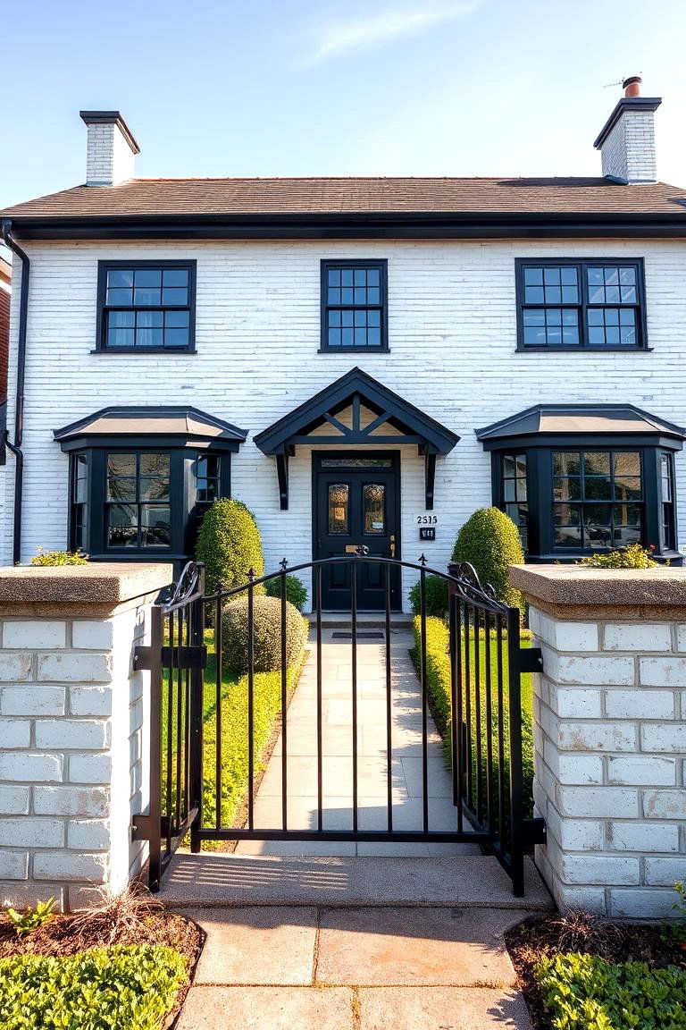 Selecting the Right Style of Outdoor Lighting Fixtures - 24 White Brick House With Black Trim