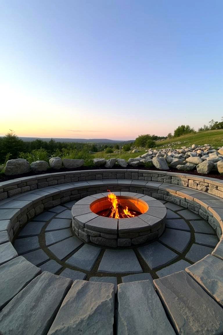 Semi Circular Stone Fire Pit - 24 Stone Fire Pit Ideas