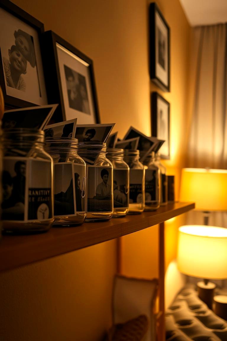 Sentimental Mason Jars with Photos - 24 Mason Jar Centerpiece Ideas