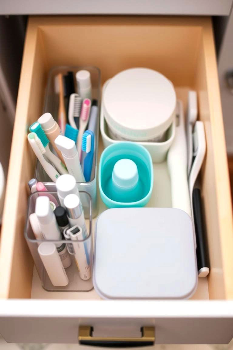 Separate Personal Items with Small Containers - 24 Bathroom Drawer Organization Ideas