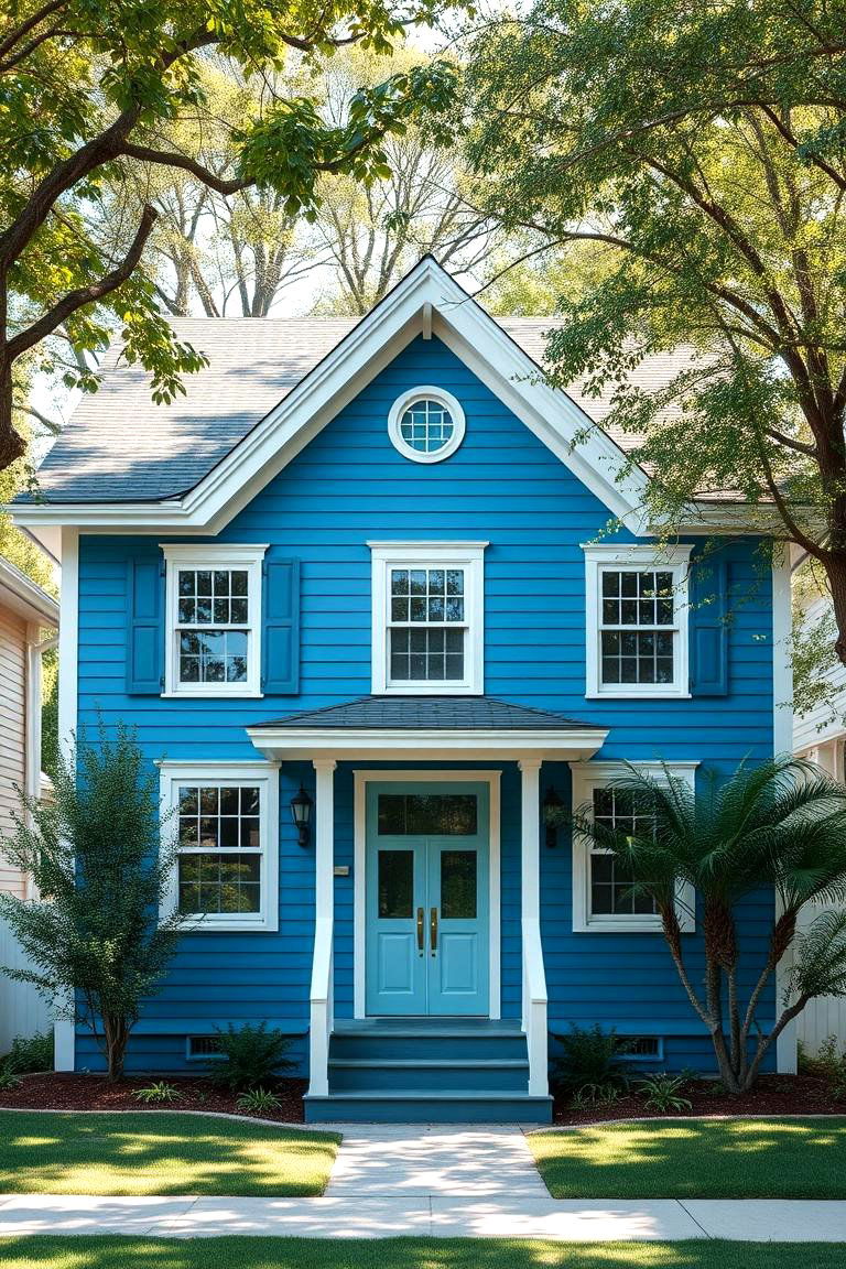Serene Atmosphere Creation - 24 Blue House Siding With White Trim
