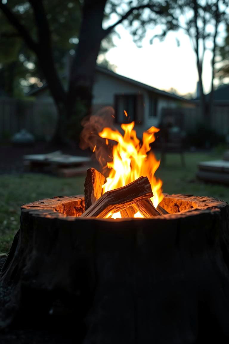 Serene Backyard Bonfire - 24 Tree Stump Fire Pit Ideas