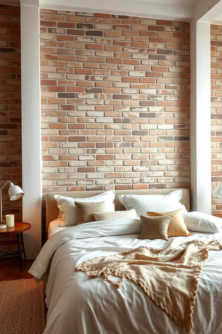 Serene Bedroom Accent - 24 Brick Accent Wall Ideas