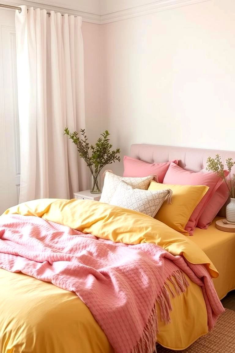 Serene Bedroom Retreats for Restful Evenings - 24 How to Decorate With Yellow and Pink