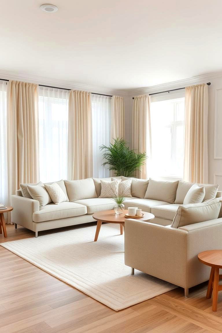 Serene Beige Monochromatic Living Room - 24 Monochromatic Living Room Ideas