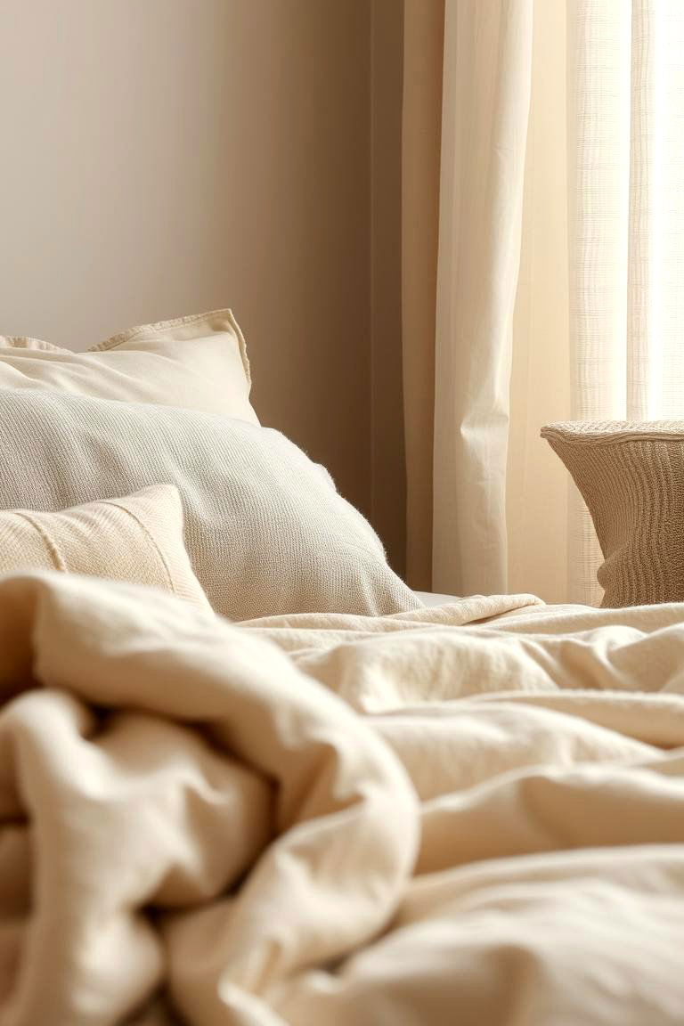 Serene Beige with Layered Fabrics - 24 Beige Bedroom Ideas