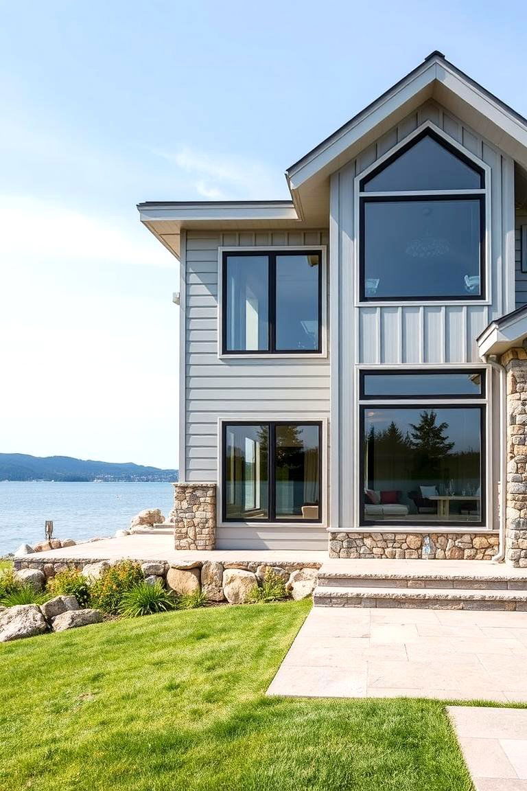 Serene Coastal Gray - 24 Lake House Exterior Colors Ideas