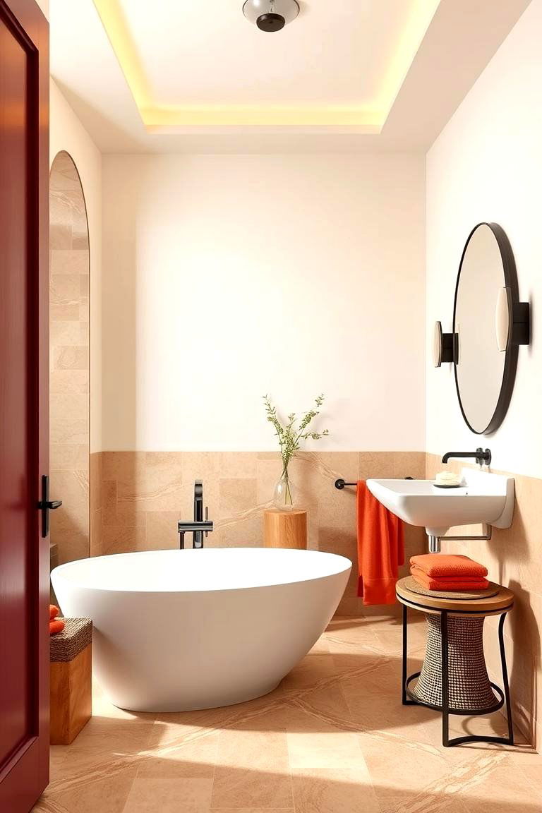 Serene Color Contrasts with Bold Accents - 24 Tuscan Bathroom Ideas