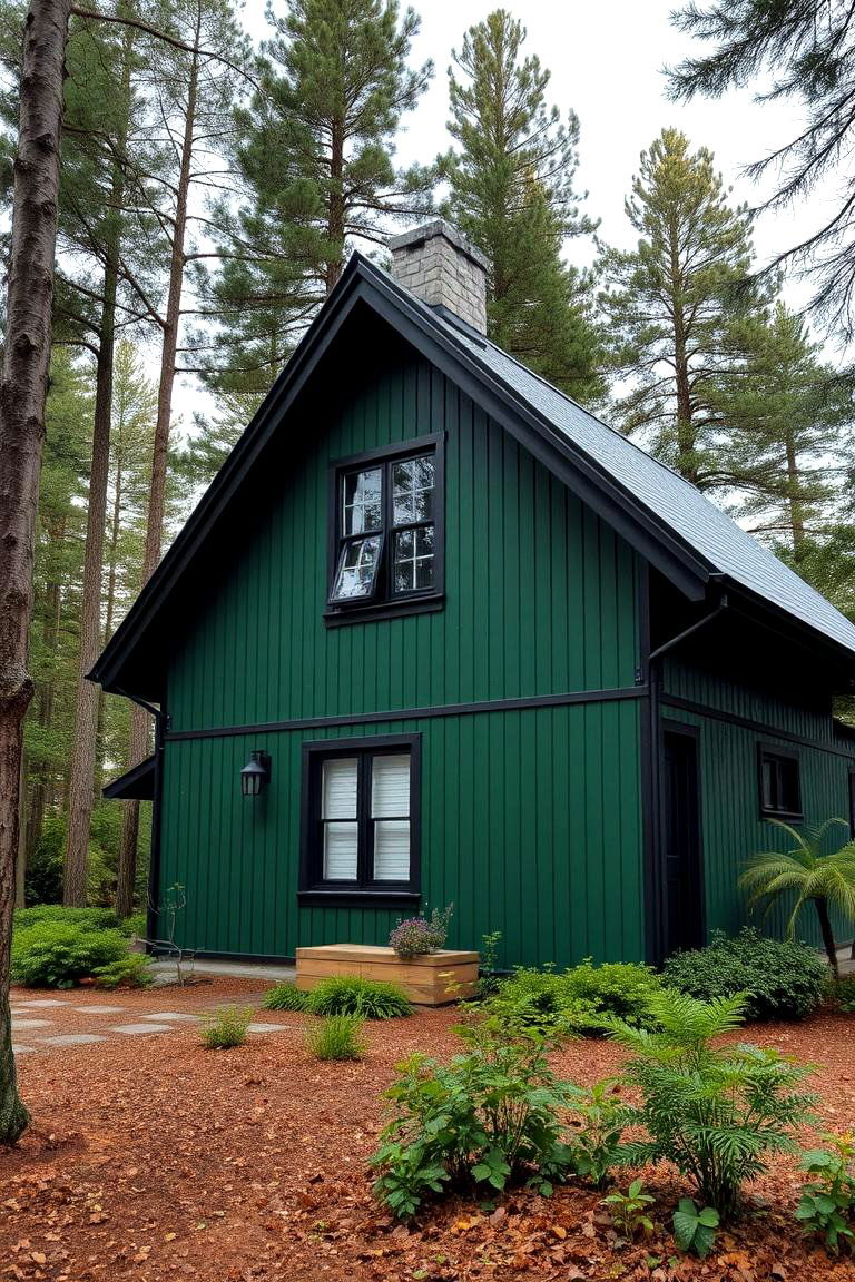 Serene Environmental Integration - 24 Forest Green House With Black Trim
