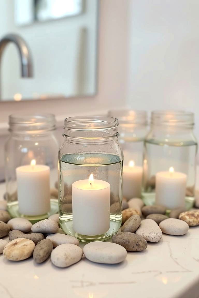 Serene Floating Candles in Mason Jars - 24 Mason Jar Centerpiece Ideas