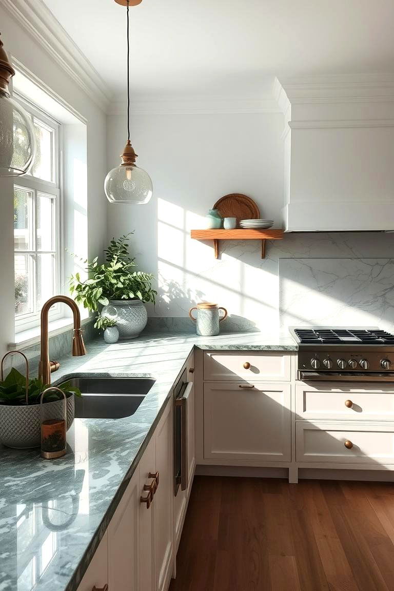 Serene Garden Inspiration - 24 Green Marble Countertop Design Ideas