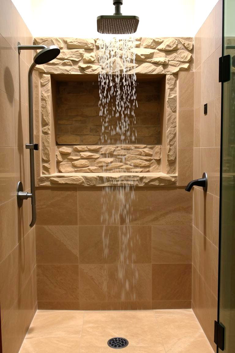 Serene Half Wall with a Waterfall Feature - 24 Half-wall Shower Ideas