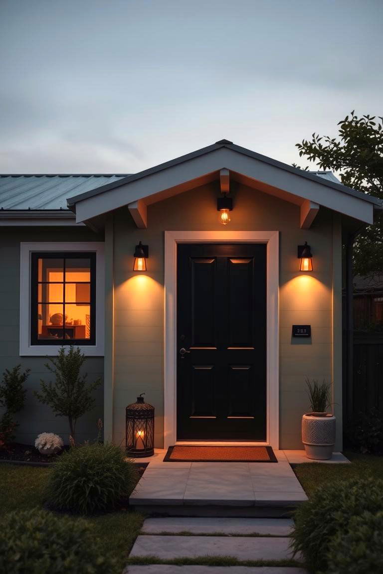 Serene Living Environment - 24 Sage Green House With Black Door