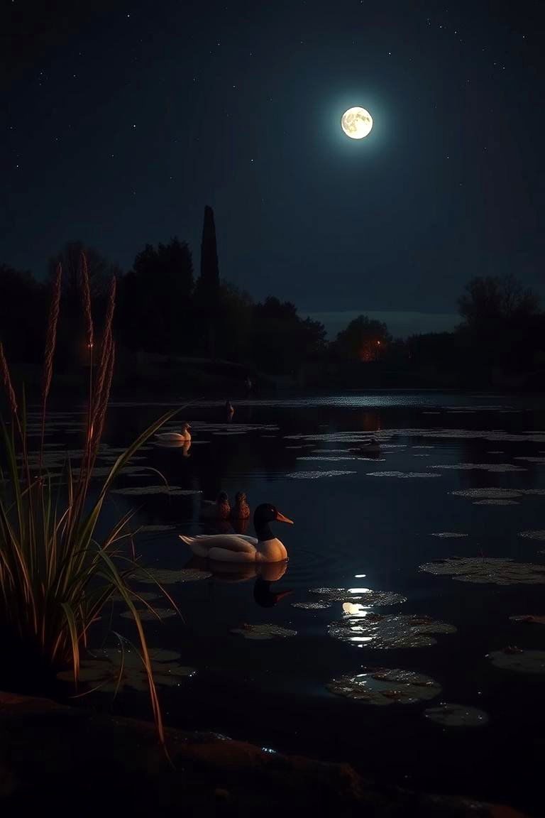 Serene Moonlit Duck Pond - 24 Duck Pond Ideas