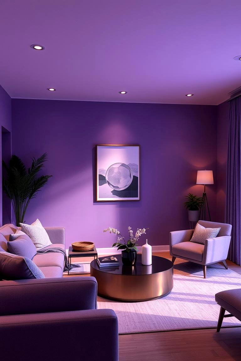 Serene Purple Ambiance - 24 Purple Living Room Ideas