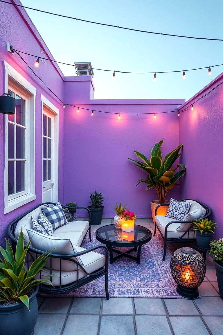Serene Purple Patio Retreat - 24 Purple House Exterior Ideas