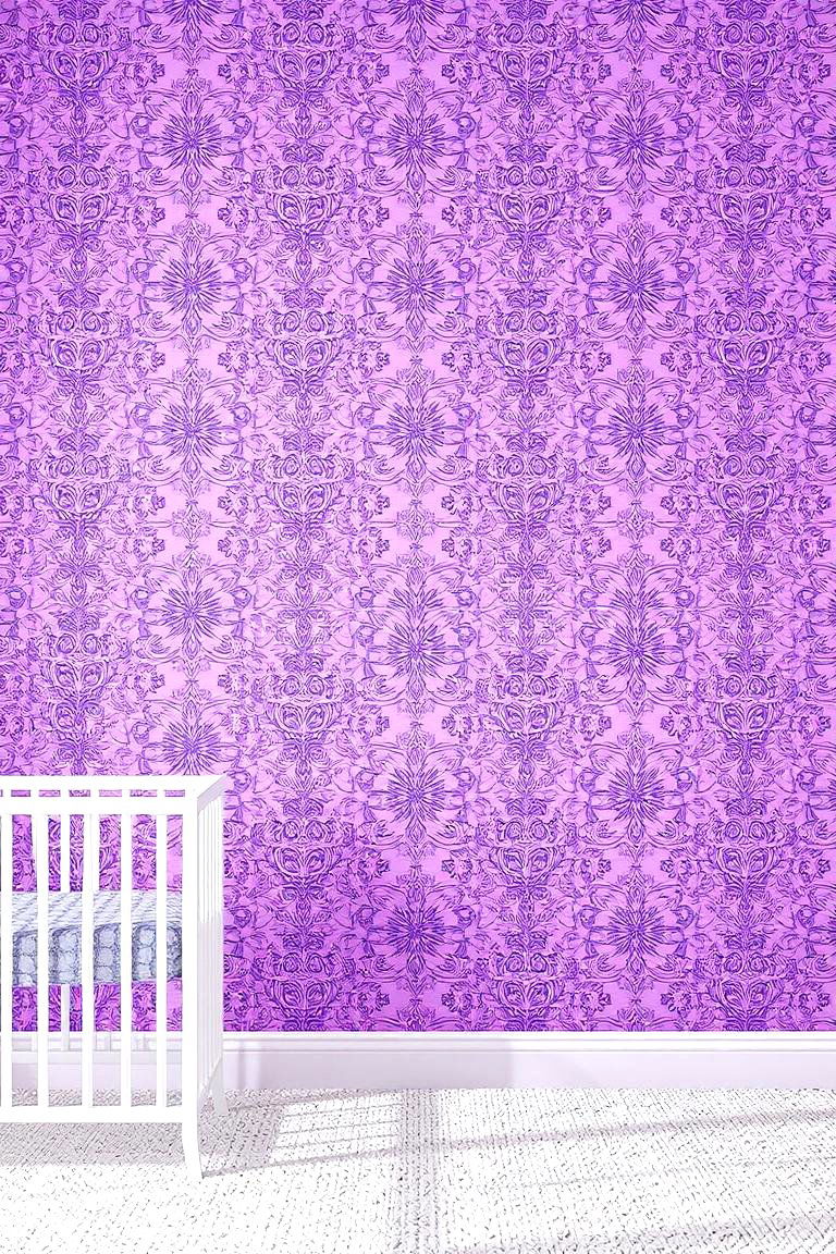 Serene Purple Patterned Wallpaper - 24 Purple Nursery Ideas