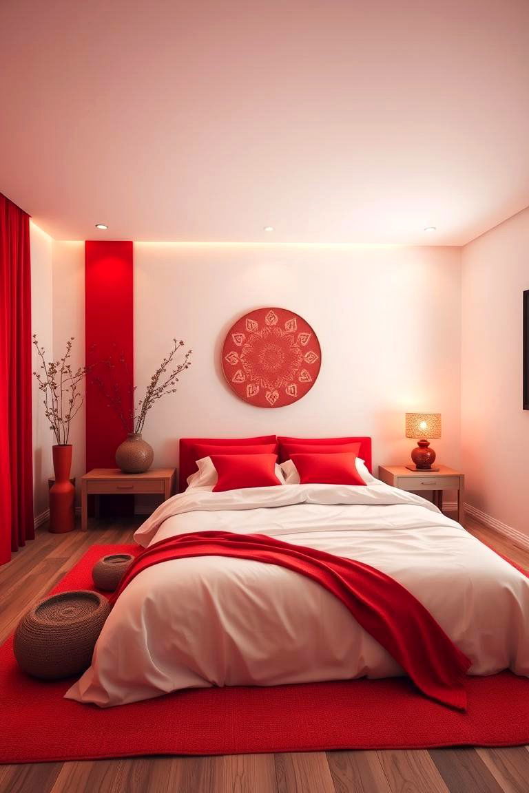 Serene Red Zen Retreat - 24 Red Bedroom Ideas