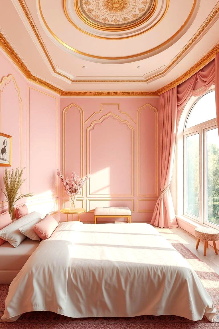 Serene Retreat with Pink and Gold Harmony - 24 Pink and Gold Bedroom Ideas