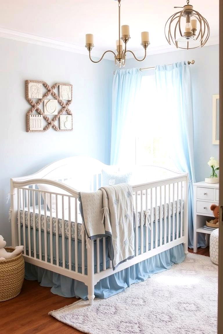 Serene Sky Blue Crib Bedding - 24 Blue Nursery Ideas