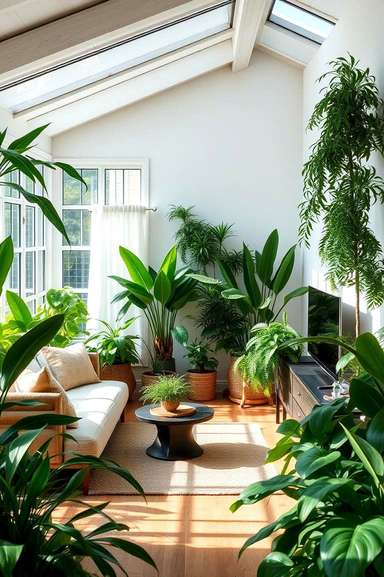Serene Space with Indoor Greenery - 24 Korean Living Room Ideas