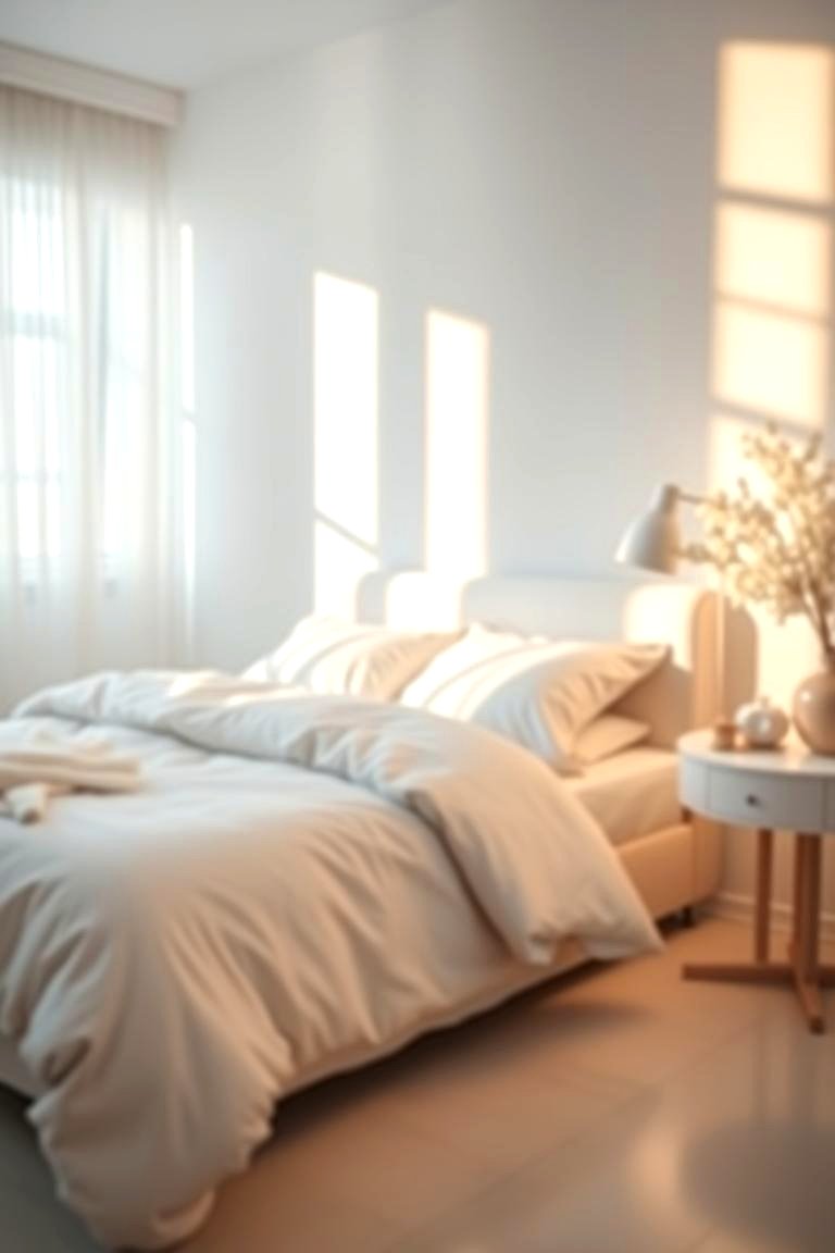 Serene White with Soft Lighting - 24 White Bedroom Ideas