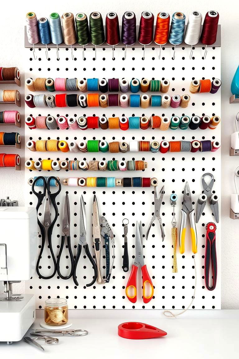 Sewing Room Storage - 24 Pegboard Ideas