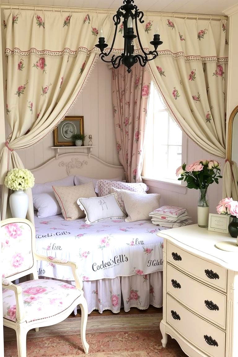 Shabby Chic Bed Nook - 24 Bed Nook Ideas