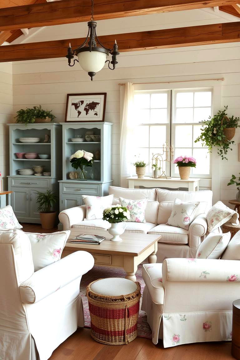 Shabby Chic Farmhouse - 24 Country Living Room Ideas