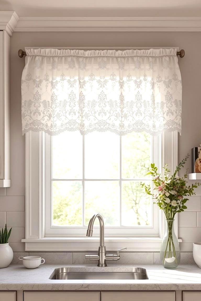 Shabby Chic Lace Valance - 24 Kitchen Valance Ideas