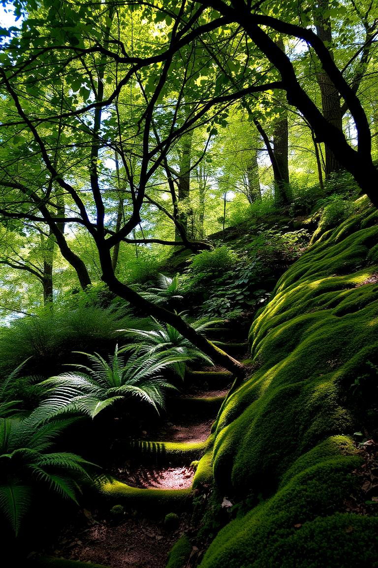 Shade Loving Understory Garden on Slope - 24 Sloping Garden Design Ideas