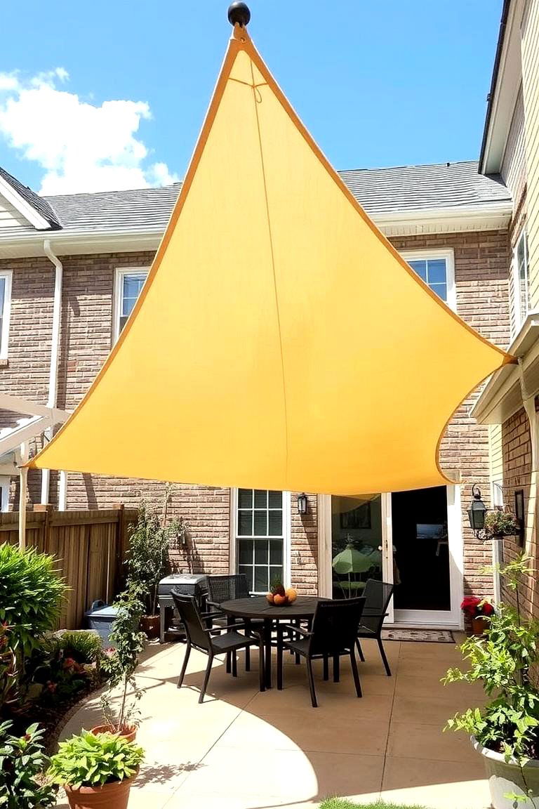 Shade Sail for Sun Protection - 24 Townhouse Backyard Ideas