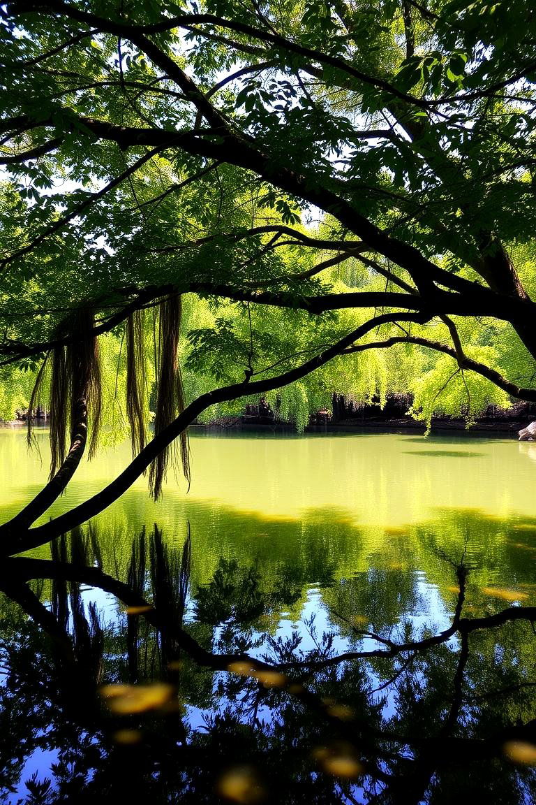 Shaded Canopy Pond Retreat - 24 Pond Landscaping Ideas