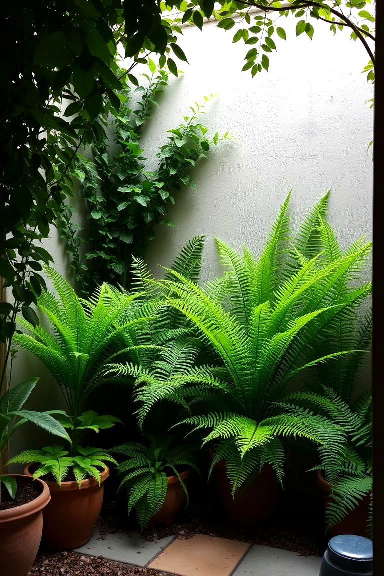 Shaded Fern Nook - 24 Corner Garden Ideas With Pots