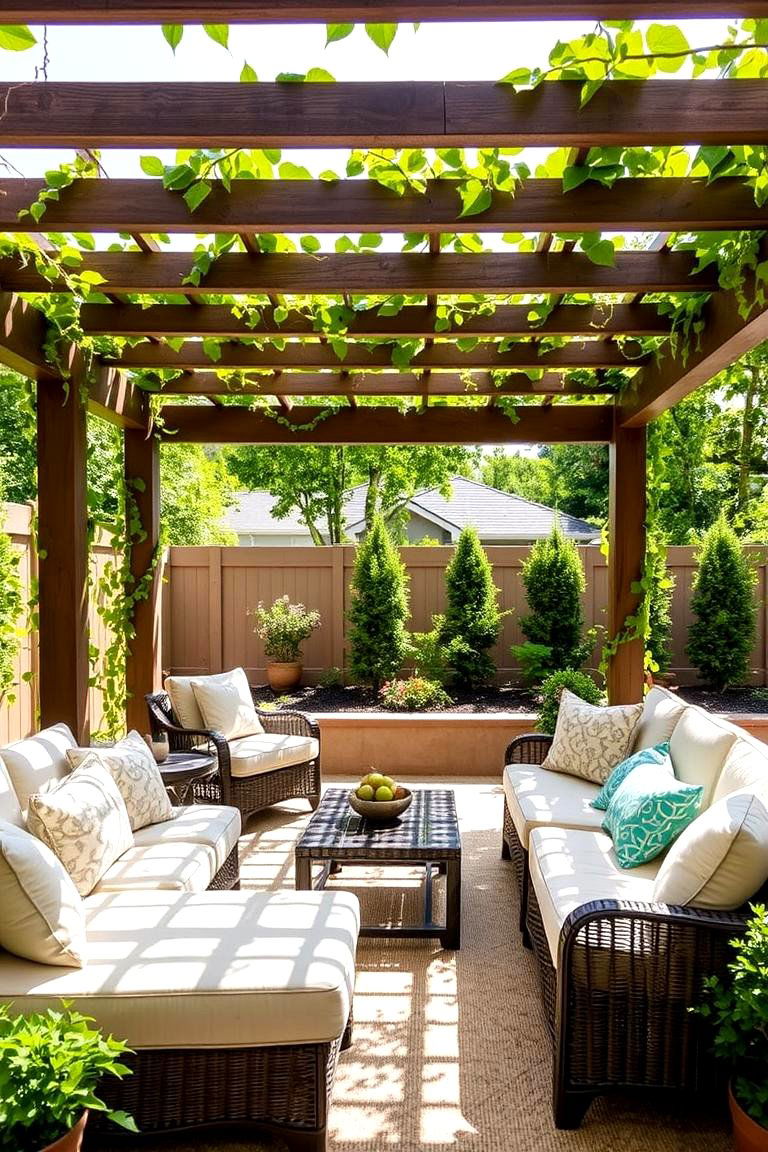 Shaded Pergola Lounge - 24 Backyard Oasis Ideas