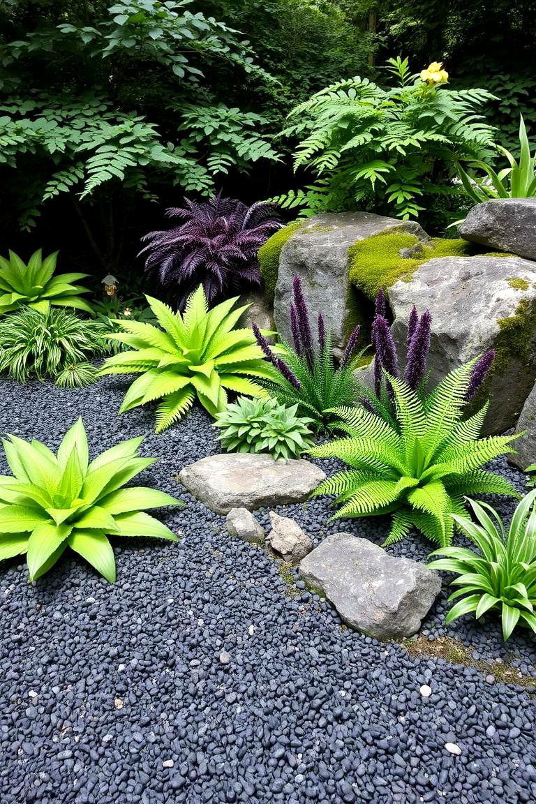Shady Gravel Garden with Woodland Plants - 24 Gravel Garden Ideas