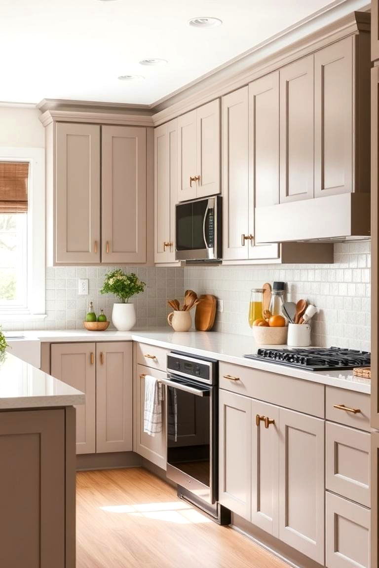 Shaker Style Taupe Cabinets - 24 Taupe Kitchen Cabinet Ideas