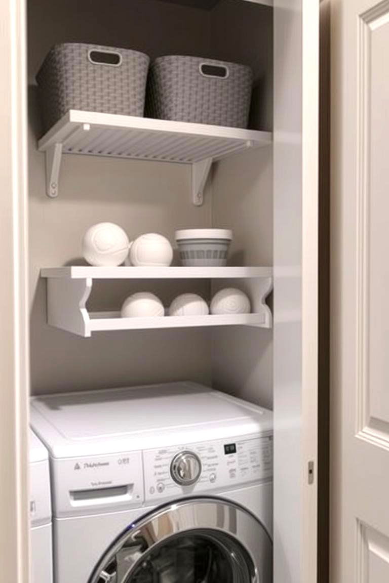 Shallow Shelves Behind the Door - 24 Laundry Room Shelf Ideas