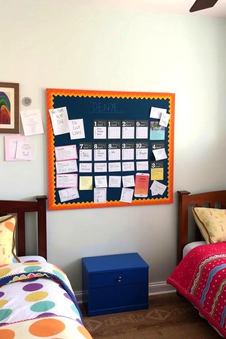 Shared Bulletin Board or Whiteboard - 24 Shared Bedroom Ideas for Small Rooms